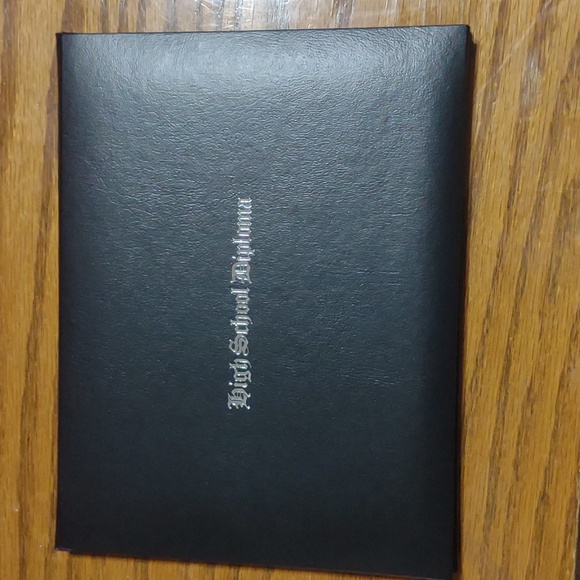 High School Diploma case book booklet cover black silver engraving 6.5"x8.5" NEW - Picture 1 of 5